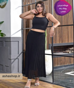 دامن حریر پلیسه مشکی النا