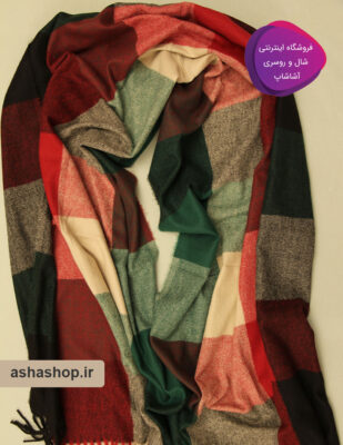 شال موهر چهارخانه طرح نارون